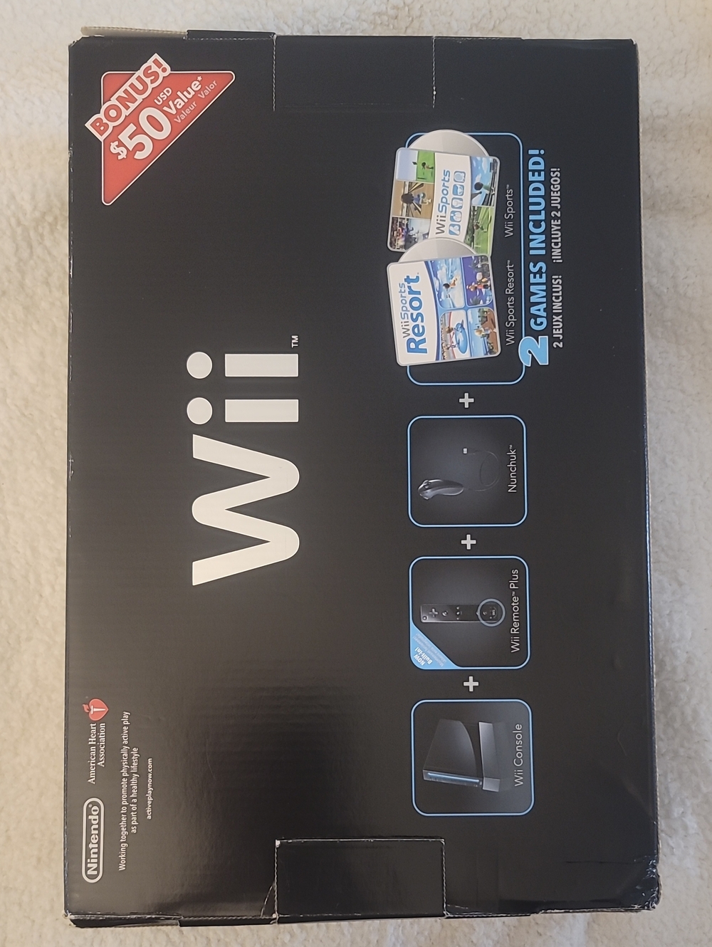 Nintendo Wii Black Console Bundle with White Logo